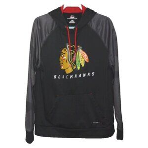 MAJESTIC Thermabase NBL Chicago Blackhawks black polyester pullover hoodie men L